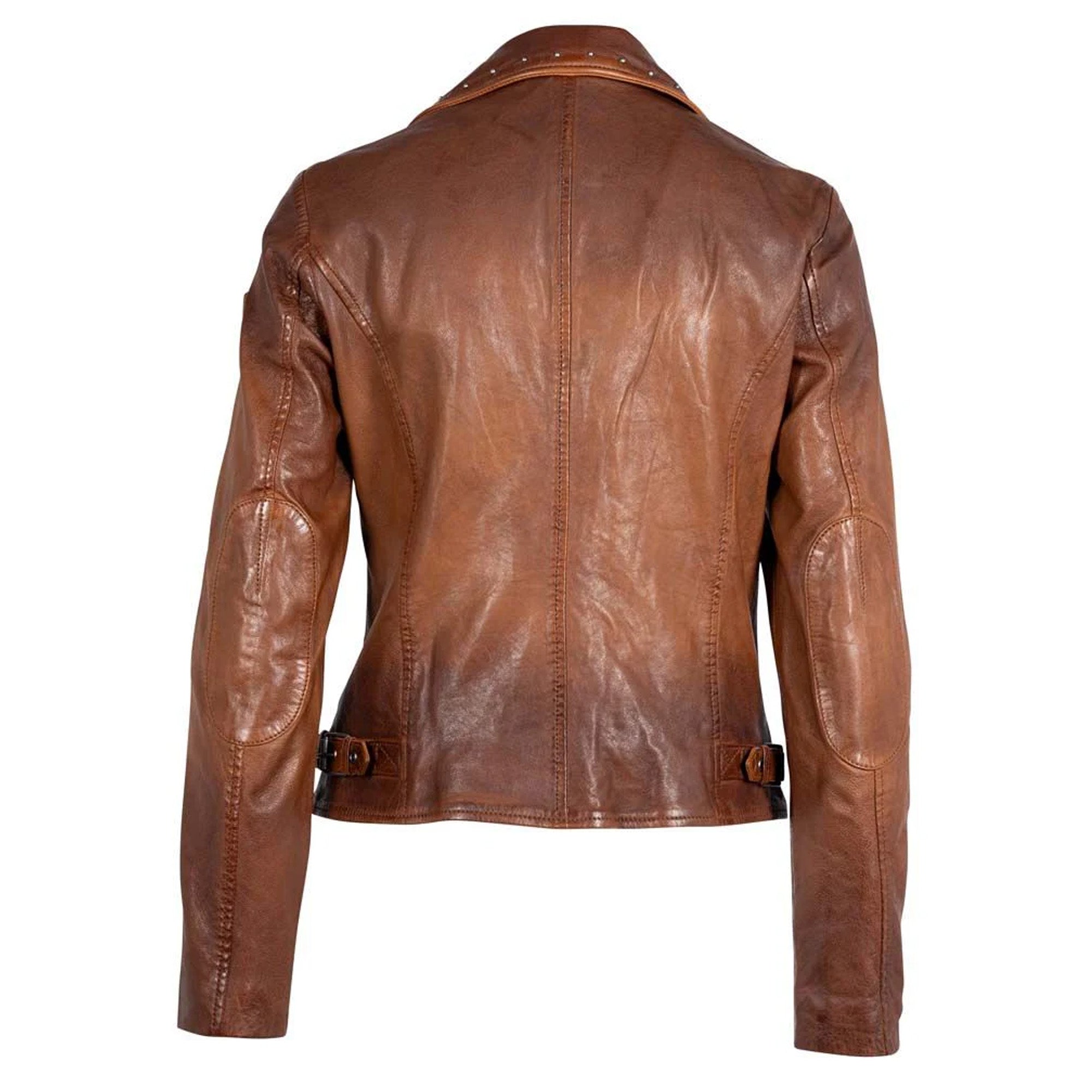 Mauritius Women's Naila RF Leather Jacket, Golden Brown - Dudes Boutique