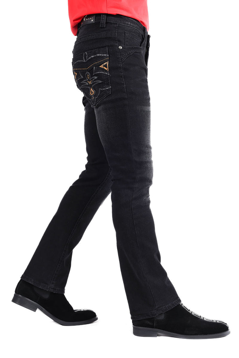 Barabas Blackout Cowboy Western Denim Jeans - Dudes Boutique