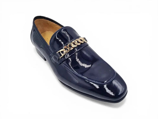 Beveled Squared Toe Patent Leather Loafer