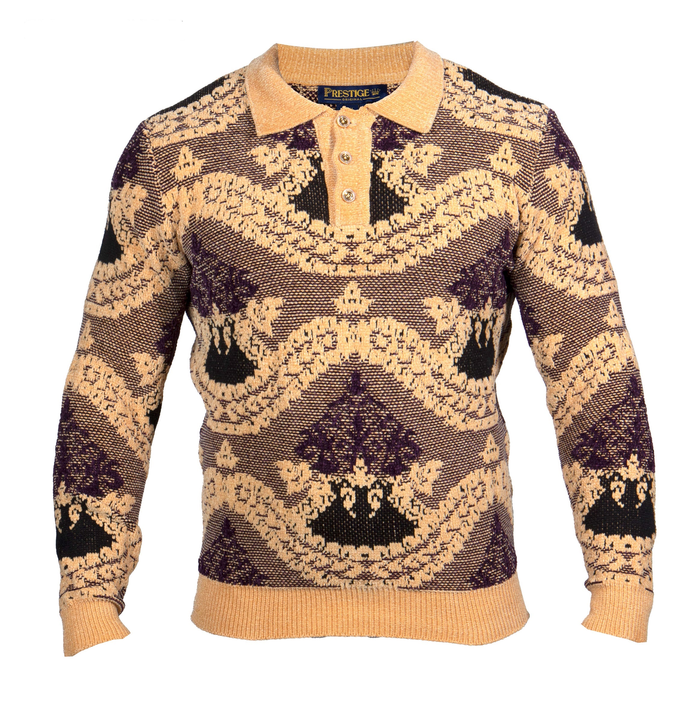Prestige Maize Baroque Jacquard Knit Polo Sweater