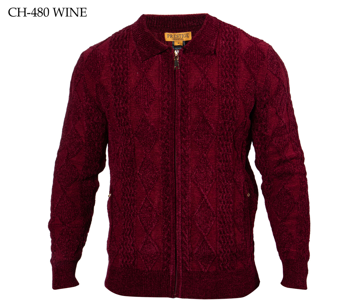 Prestige Wine Knitted Zip Up Sweater - Dudes Boutique