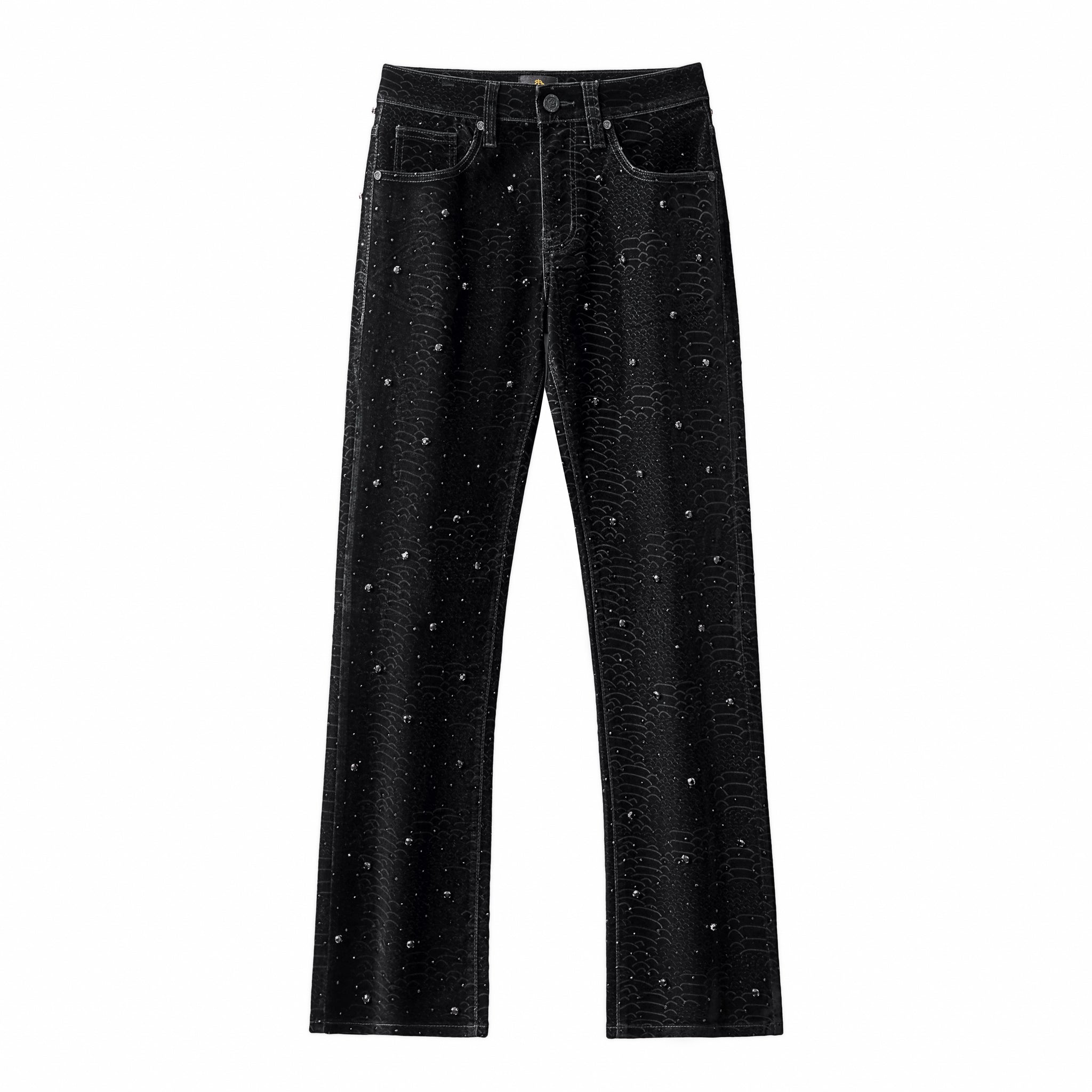 Midnight Serpent Rhinestone Pants - Century Penthouse BLACK