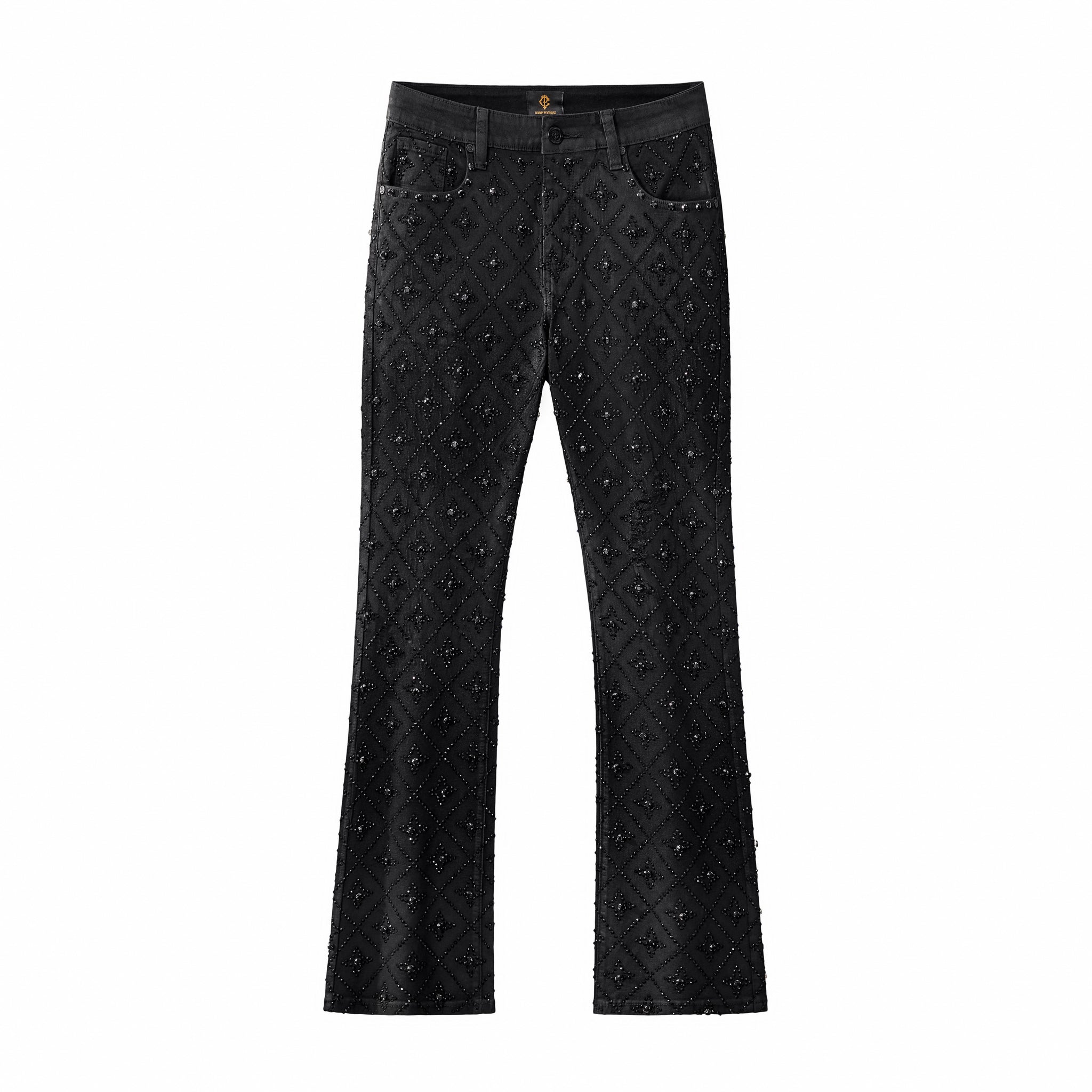 Radiant Embellished Denim Pant ā Century Penthouse BLACK