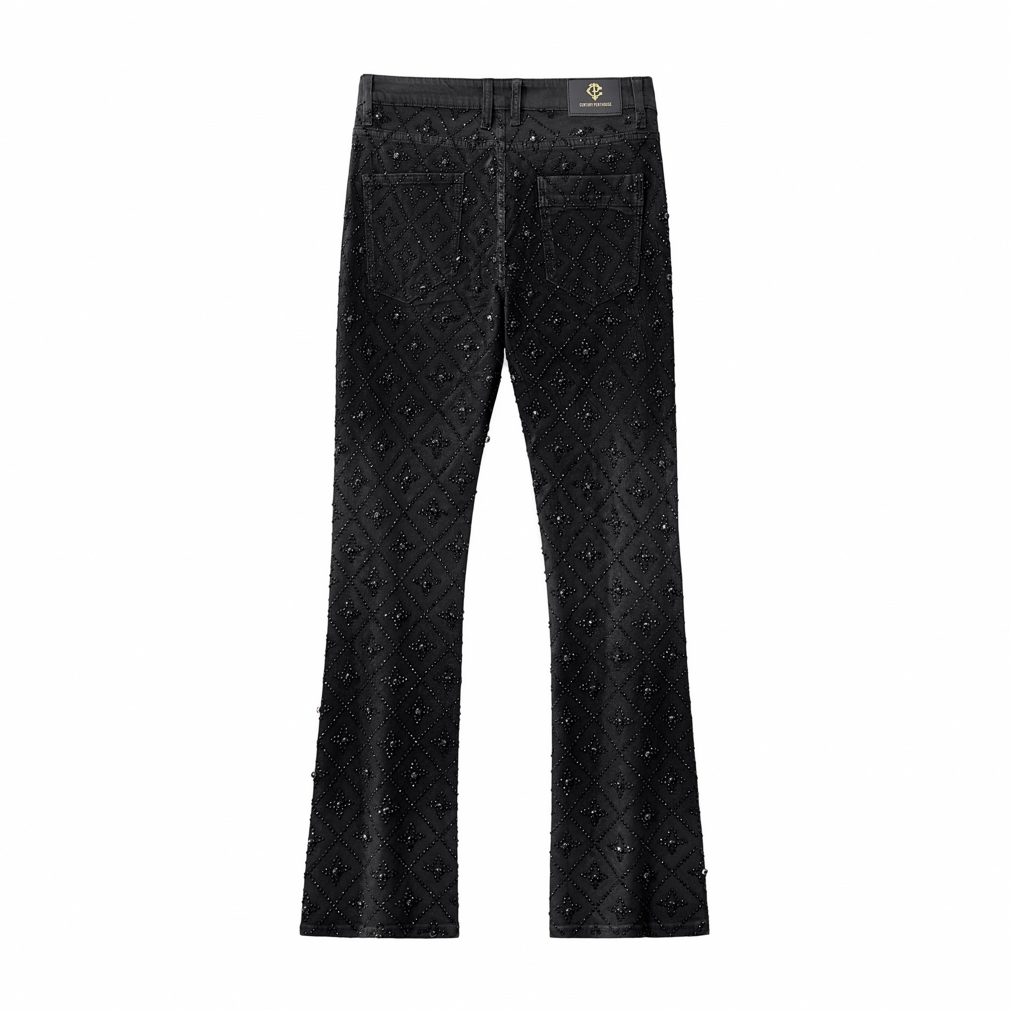 Radiant Embellished Denim Pant ā Century Penthouse BLACK