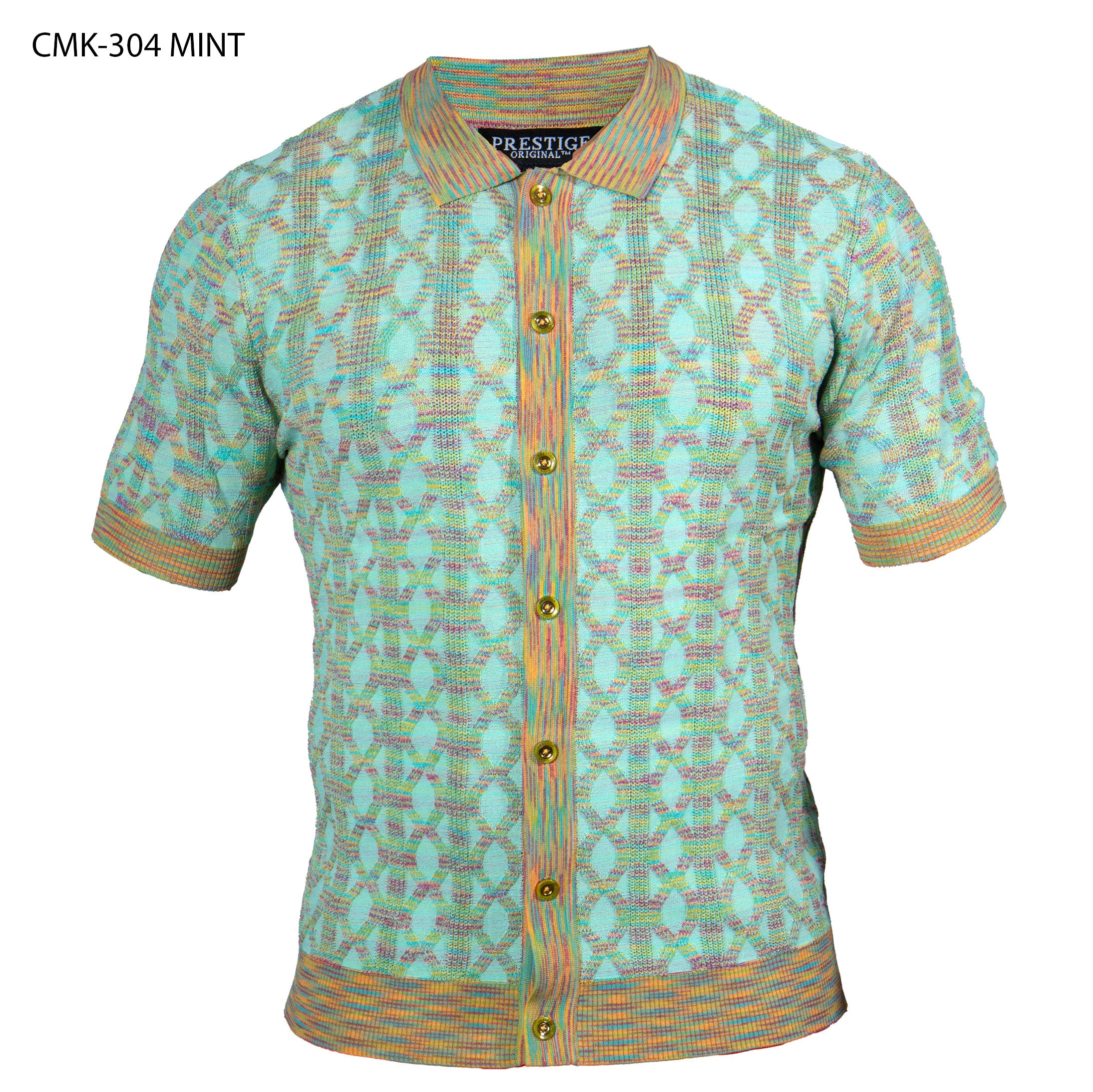 Prestige Mint Jacquard Knit Shirt - Dudes Boutique