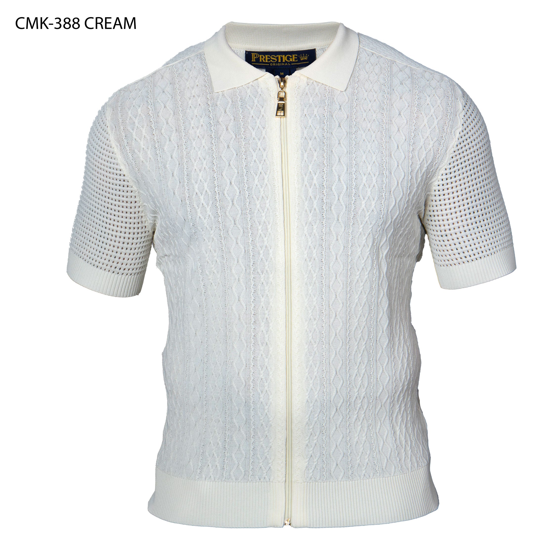 Prestige Cream Zip-Up Knit Shirt - Dudes Boutique