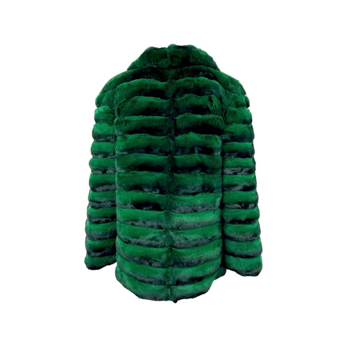 Kashani Men's Single Breasted Green Chinchilla 3/4 Fur Coat - Dudes Boutique