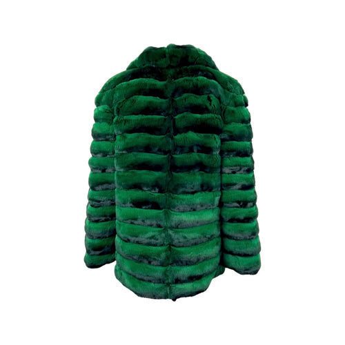 Kashani Men's Single Breasted Green Chinchilla 3/4 Fur Coat - Dudes Boutique