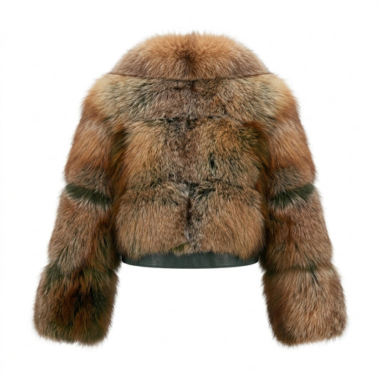 Kashani Women's Green Golden Fox Fur Jacket