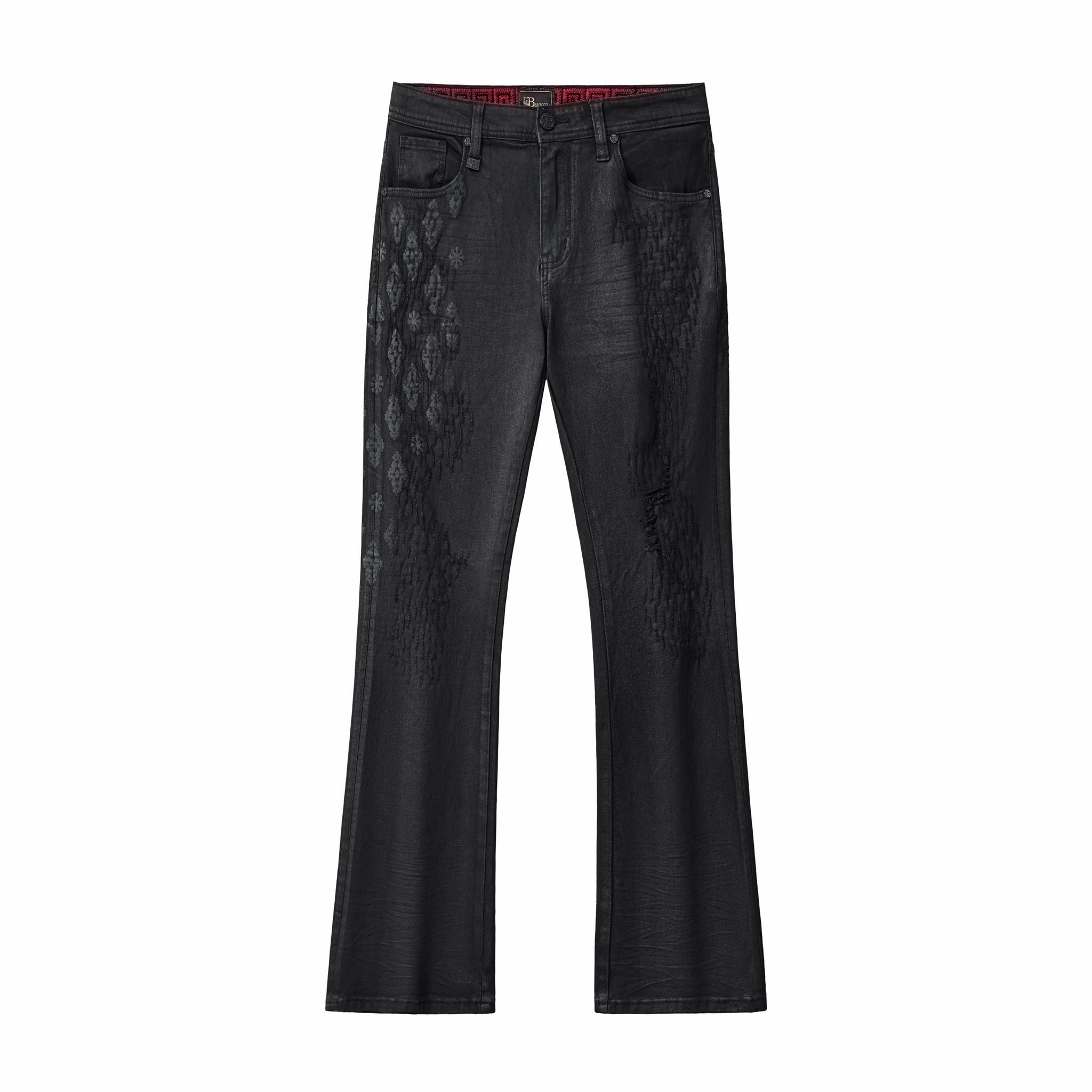 Regalia Medallion Print Denim Pant BLACK