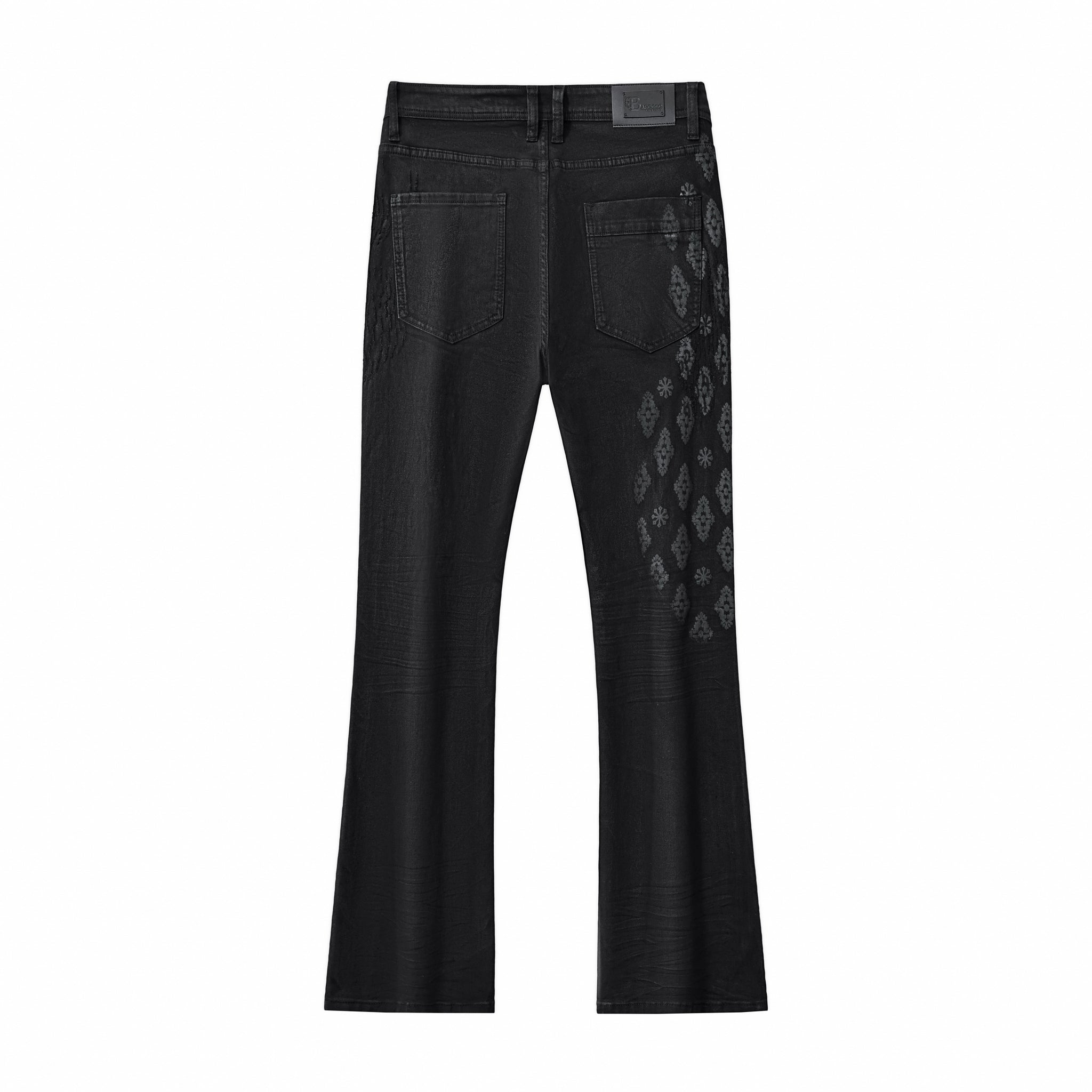 Regalia Medallion Print Denim Pant BLACK