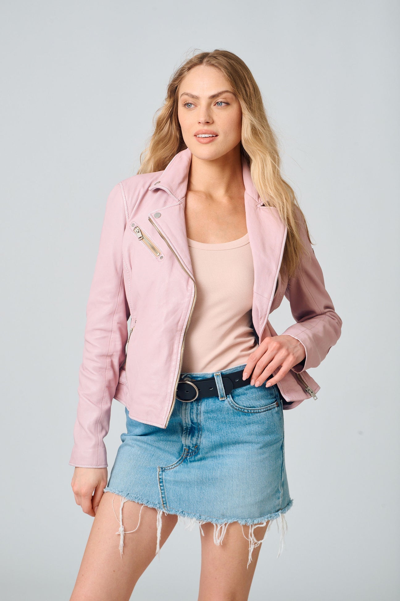 Mauritius Sofia RF Leather Jacket - Hibiscus Pink
