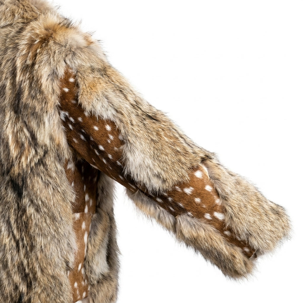 Kashani Natural Coyote Fur & Antelope Hooded Jacket