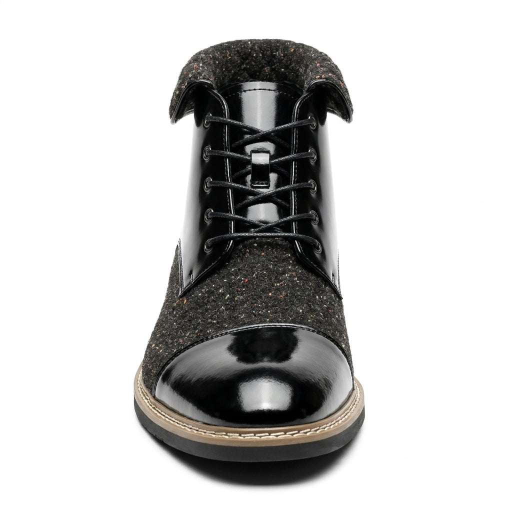 Giovanni 'Stuart' Black Tweed Cap-Toe Boots