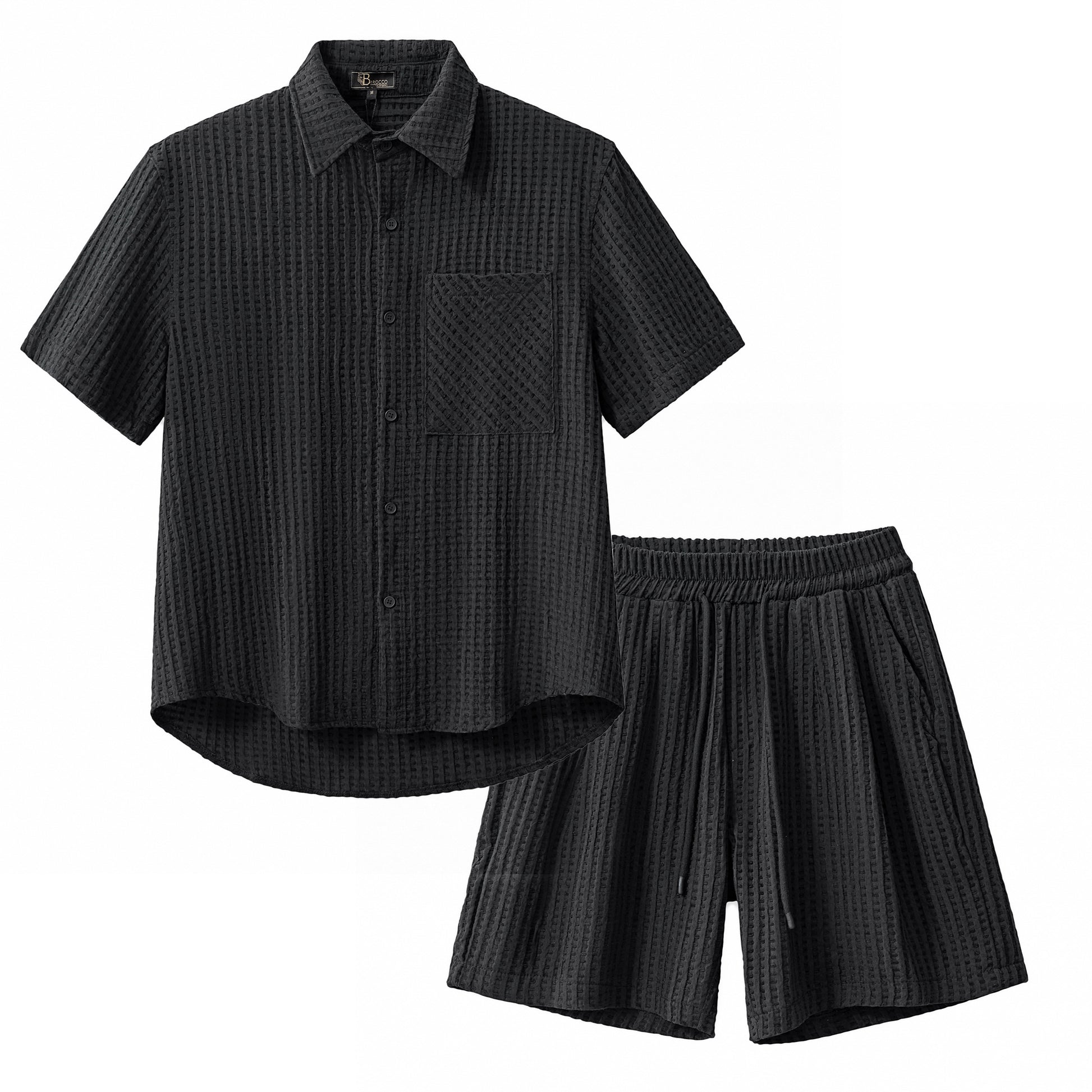 Drift Set ā Waffle Textured Shirt & Short BLACK