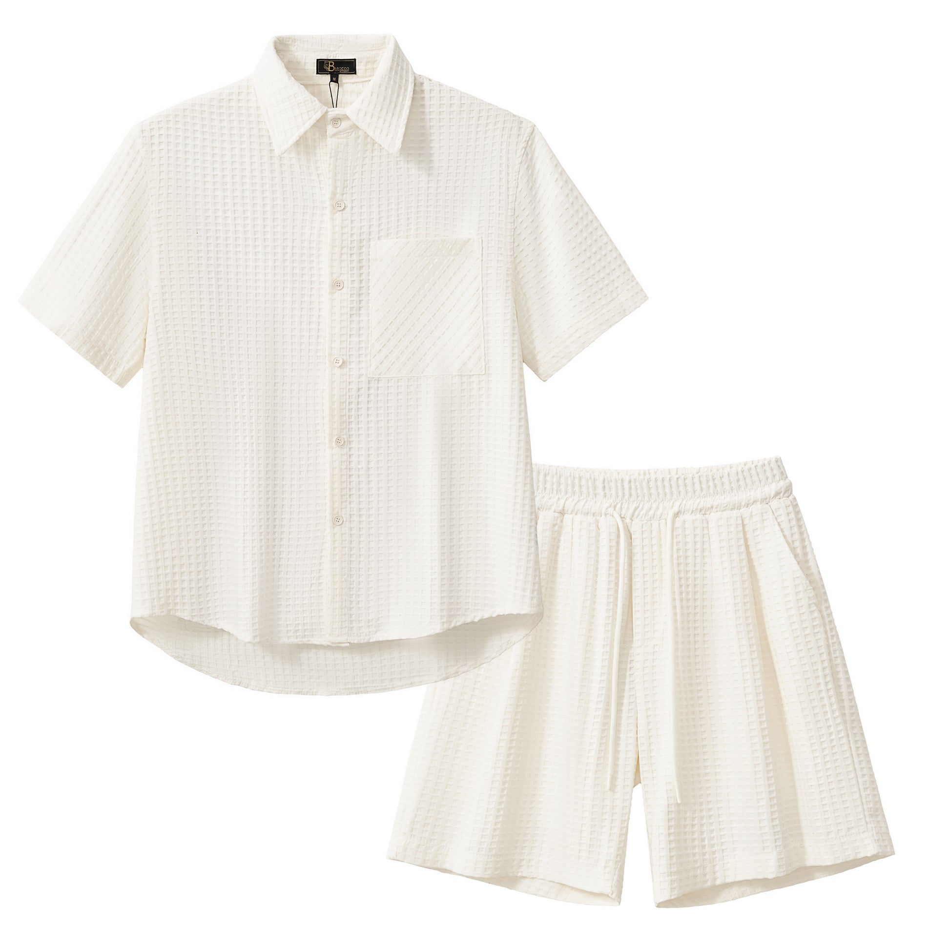 Drift Set ā Waffle Textured Shirt & Short WHITE