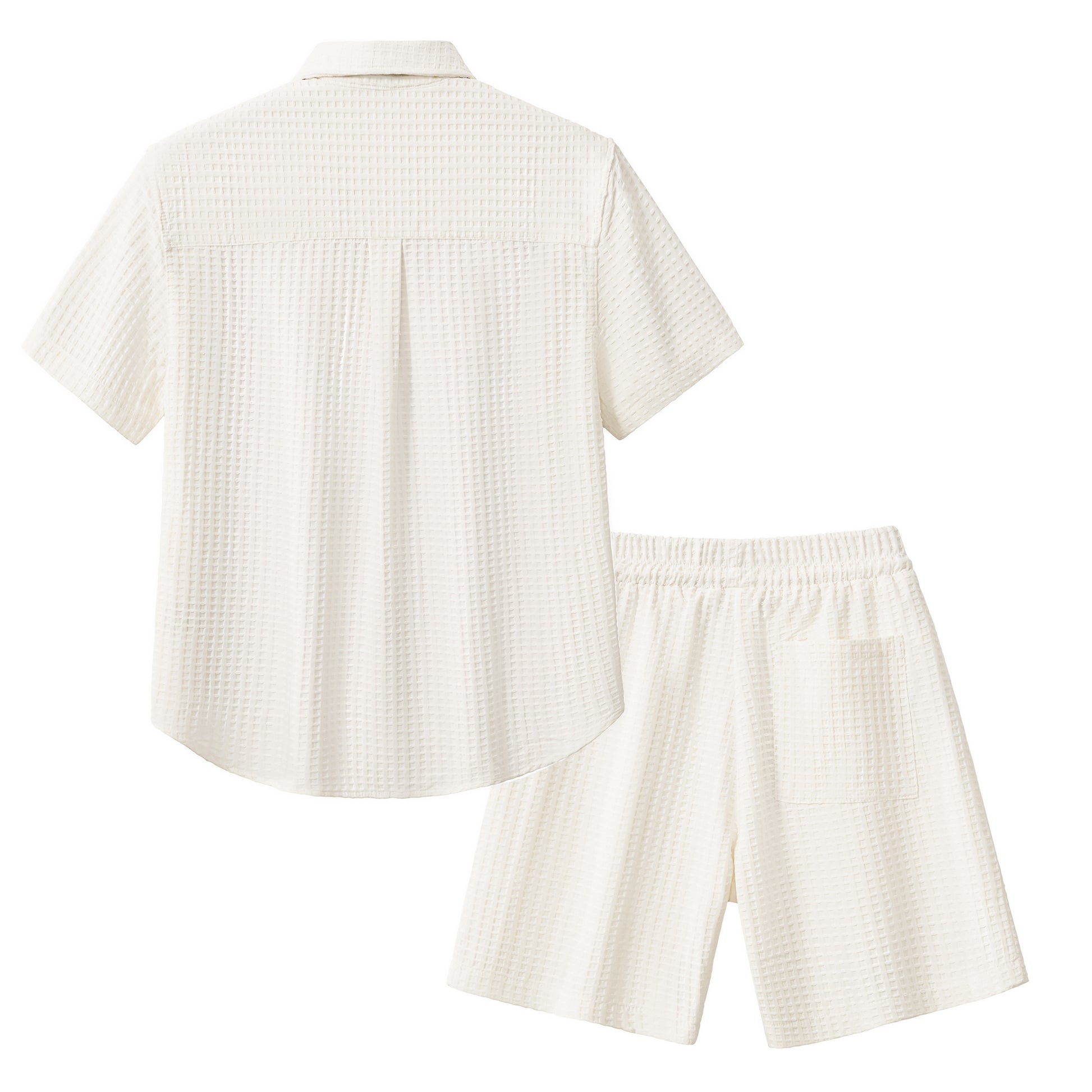 Drift Set ā Waffle Textured Shirt & Short WHITE