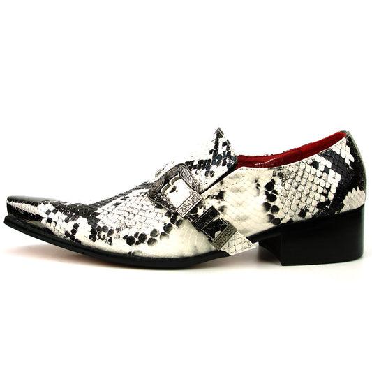 FI-7469 Black White Python Print Slip on Gold Metal tip Fiesso by Aurelio Garcia
