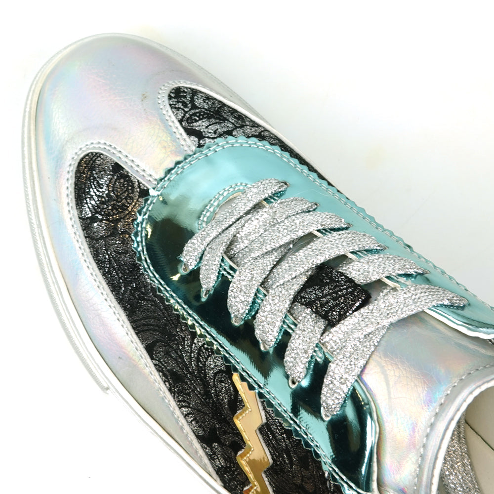 FI-2431 Silver Multi Leather Lace up Low Cut Sneaker Encore by Fiesso