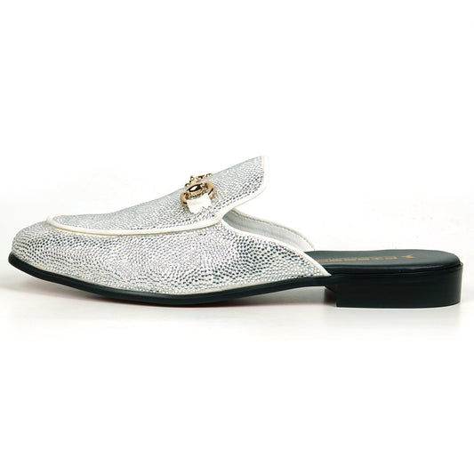FI-7551 White Suede Rhinestones Sandal Fiesso by Aurelio Garcia