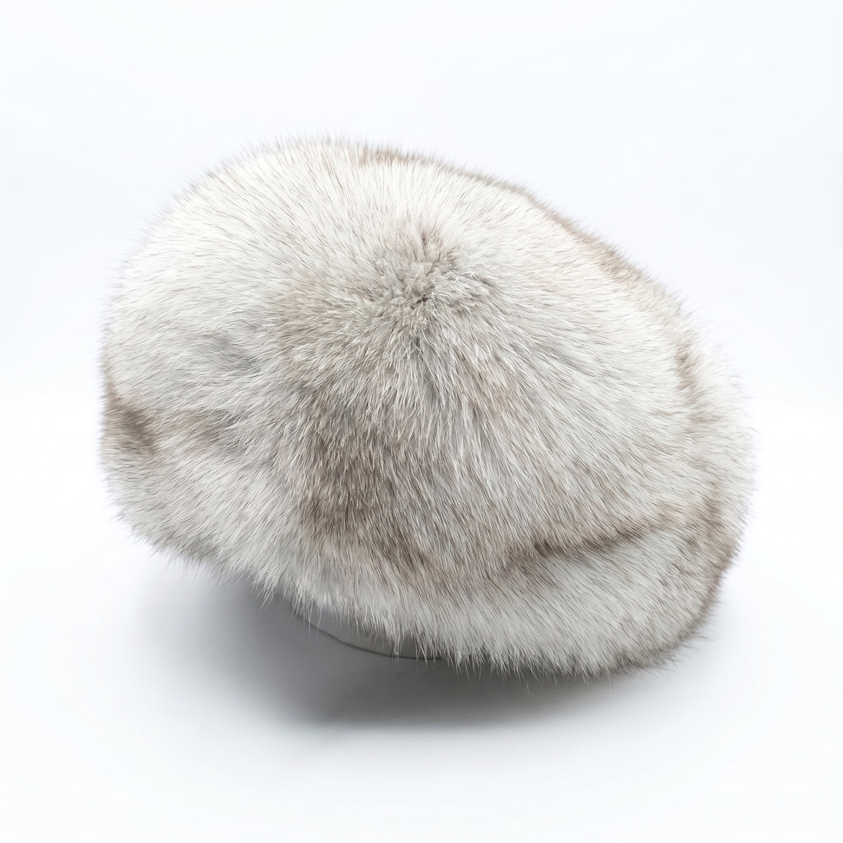 Kashani Natural Blue Oversized Fox Fur Herringbone Cap
