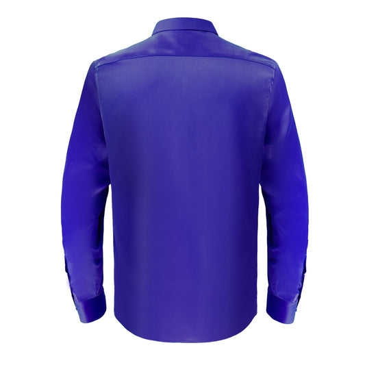 Barocco Luxe Satin Stretch Shirt MEDIUM BLUE - Dudes Boutique