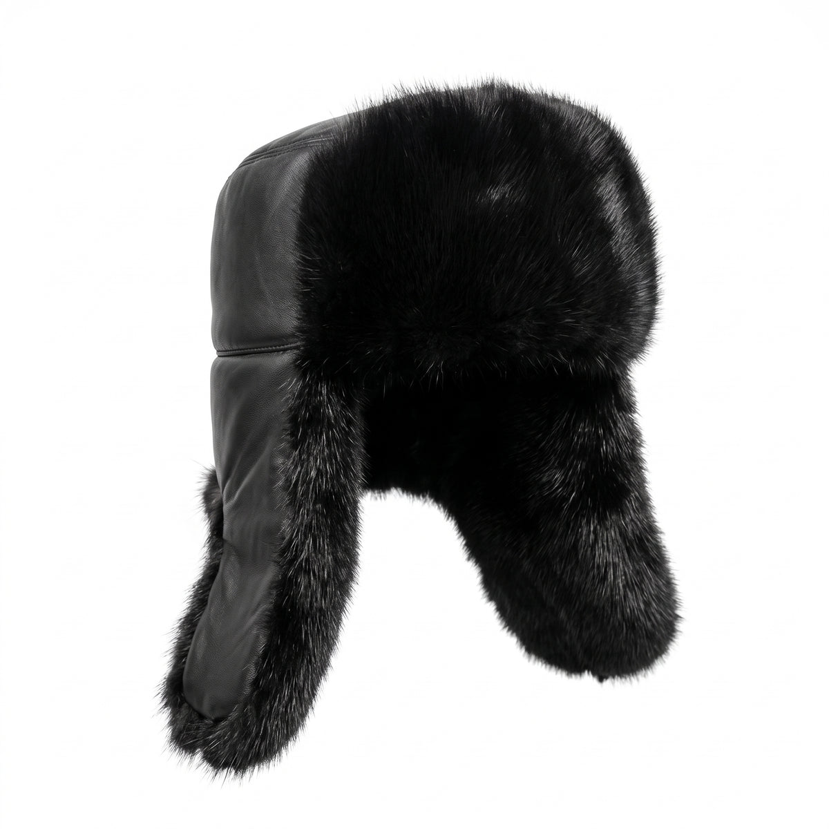Kashani Black Mink Ushanka Trapper Hat