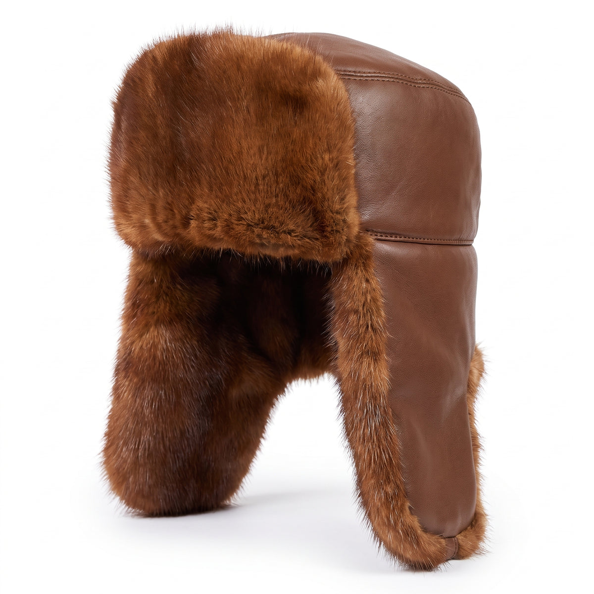 Kashani Cognac Mink Ushanka Trapper Hat