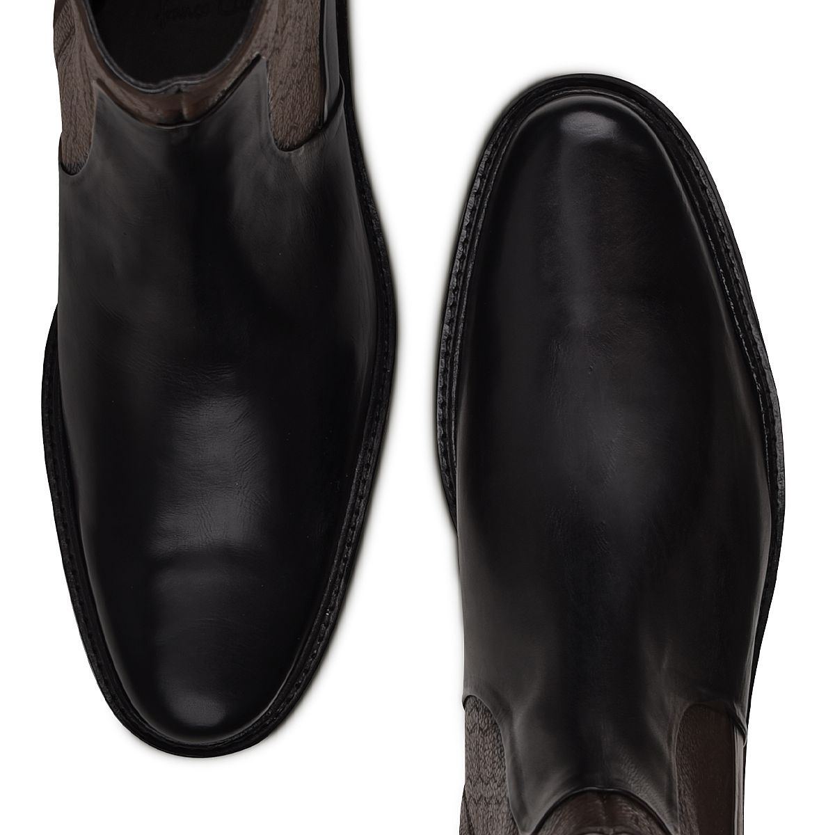Cuadra Men's Black Engraved Leather Chelsea Boots - Dudes Boutique