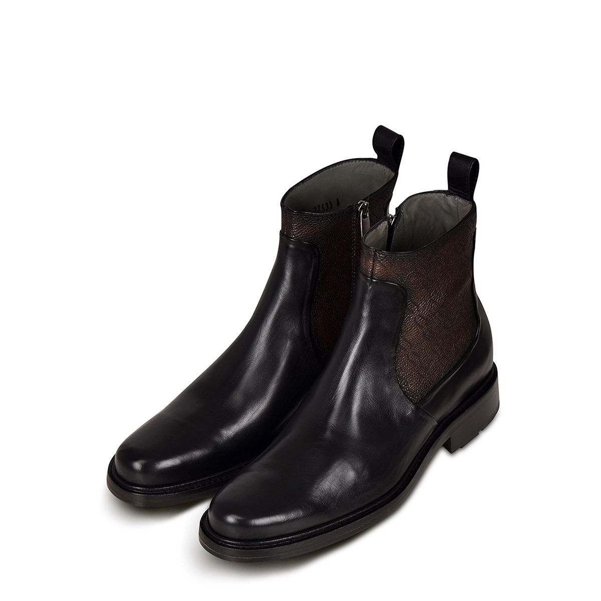 Cuadra Men's Black Engraved Leather Chelsea Boots - Dudes Boutique