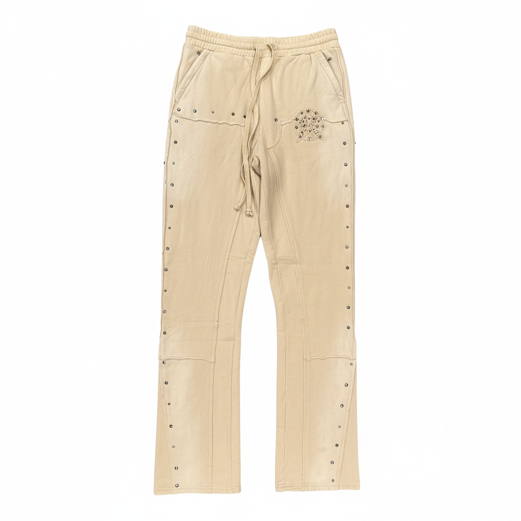 Hudson Beige Crystal Studded Sweatpants