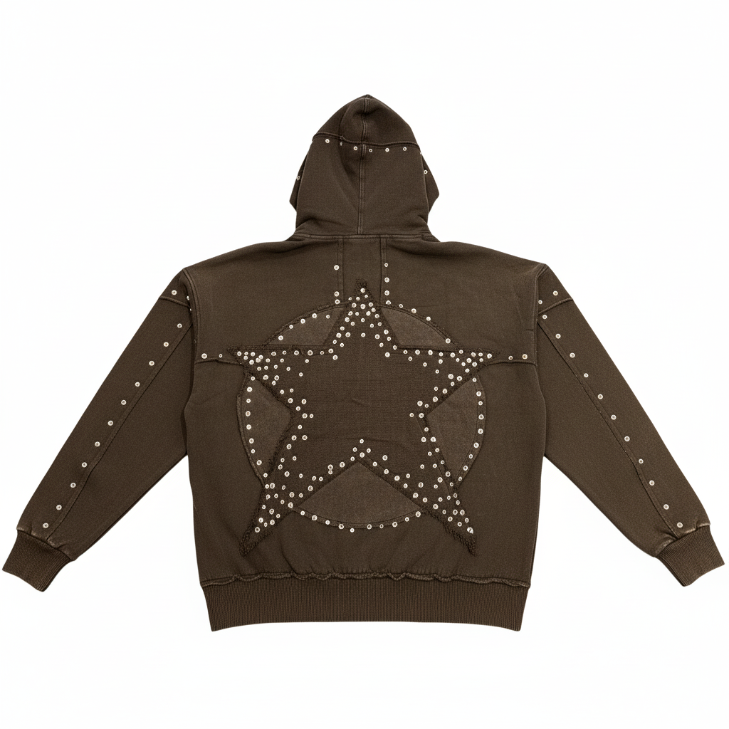 Hudson Black Crystal Studded Zip-Up Hoodie