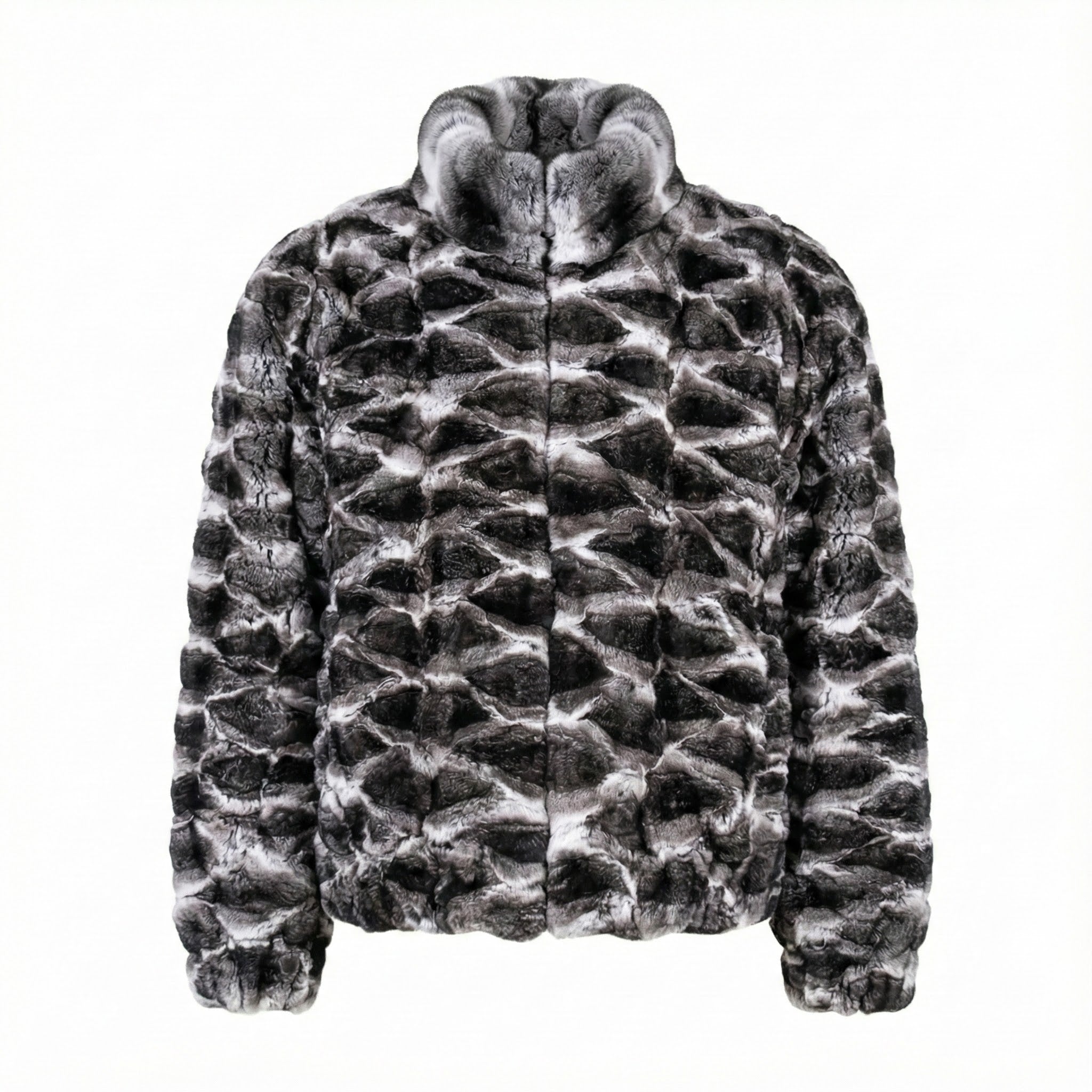 Kashani Full Diamond Cut Chinchilla Fur Bomber Jacket