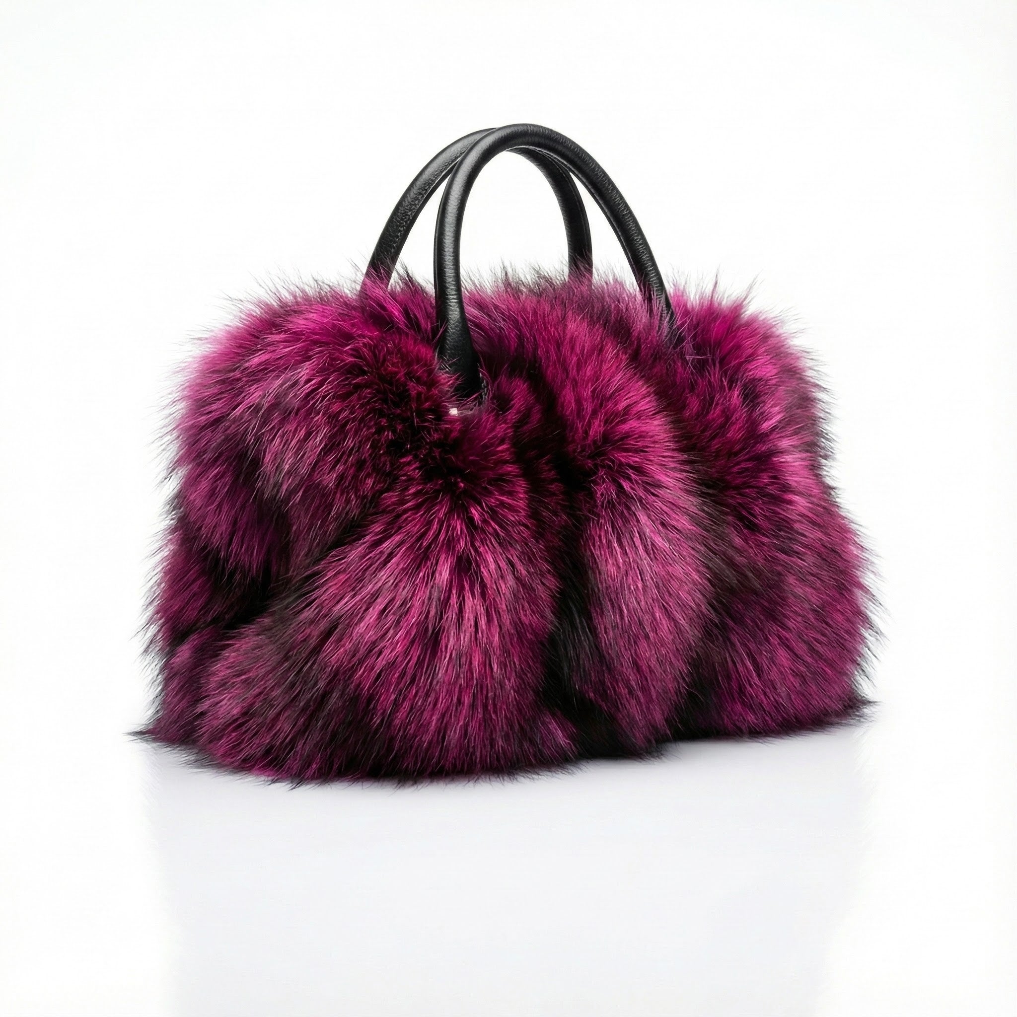 Volare Ladies Magenta Fox Fur Handbag