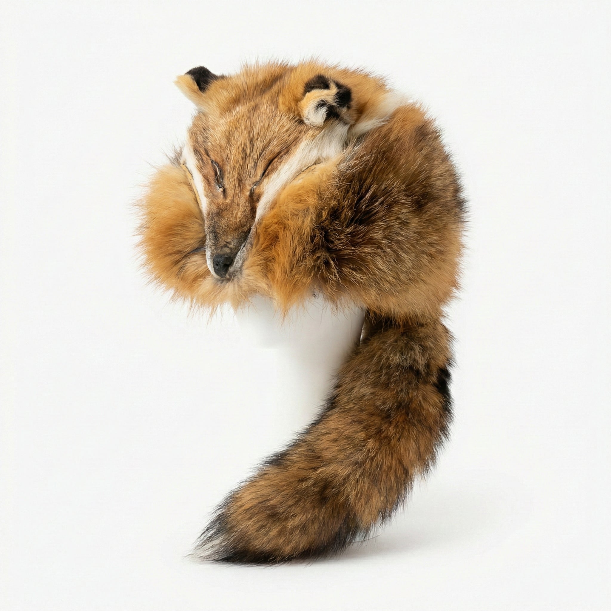 Kashani Natural Red Fox Fur Hat with Head & Tail