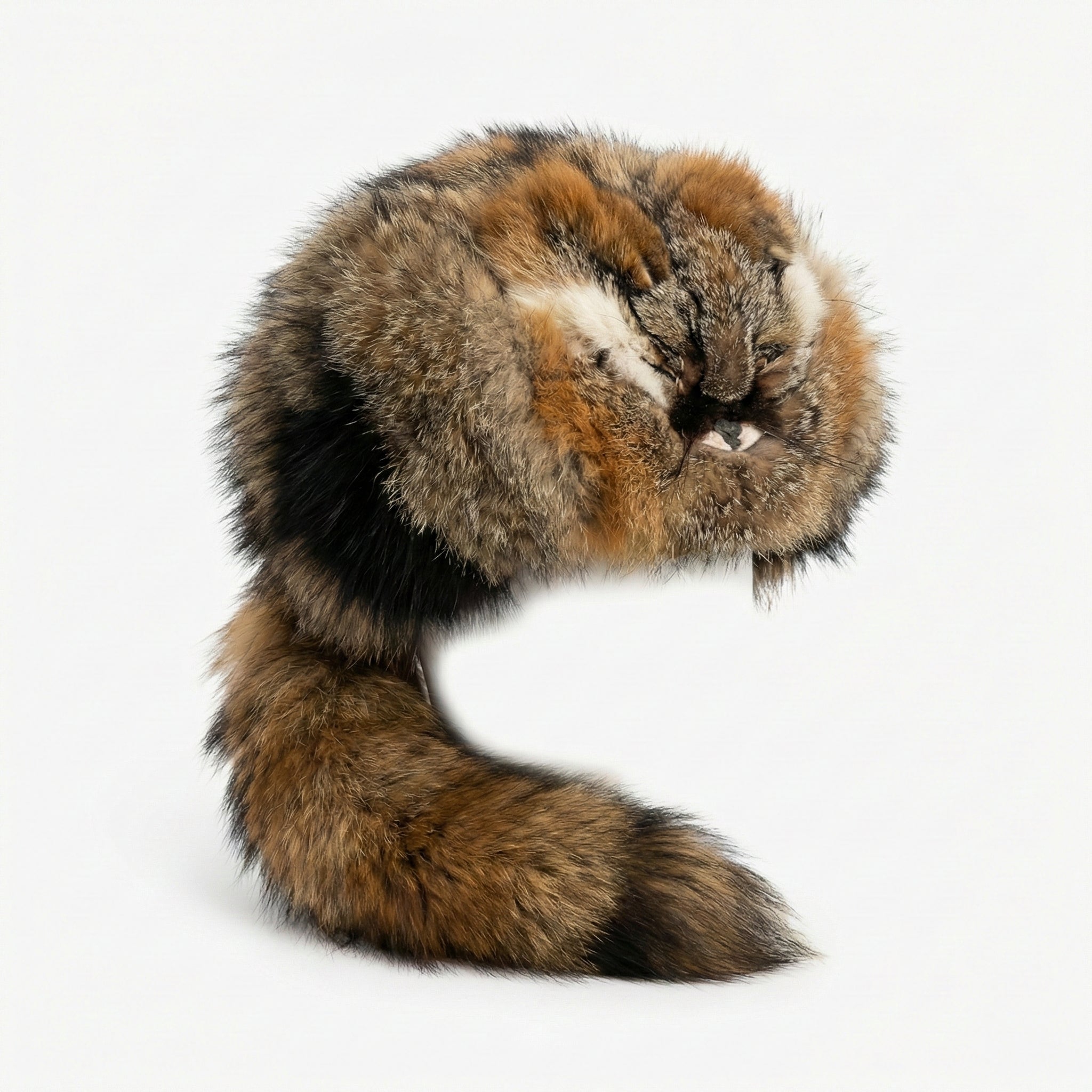 Kashani Natural Raccoon Dog Fur Hat with Head & Tail