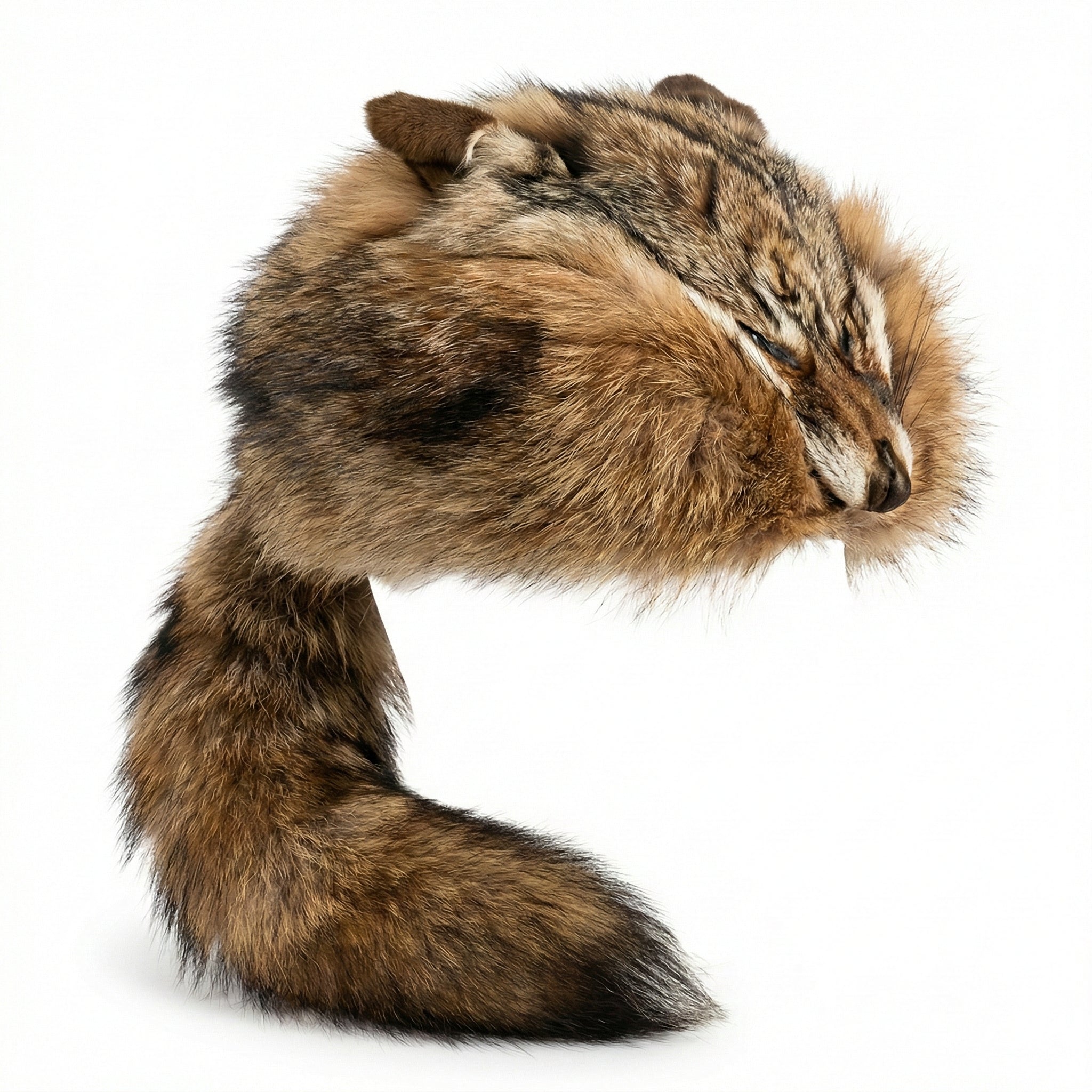 Kashani Natural Cross Fox Fur Hat with Head & Tail