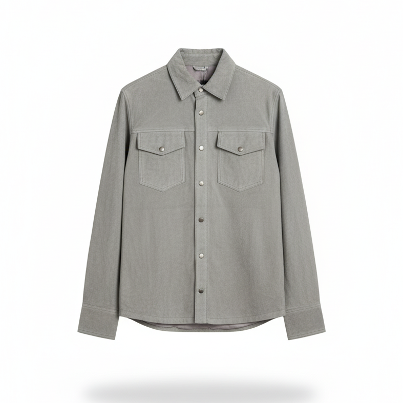 Kashani Grey Suede Button Up Shirt