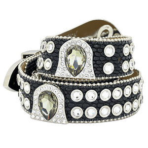 b.b. Simon Triple Black Diamond Crystal Belt - Dudes Boutique
