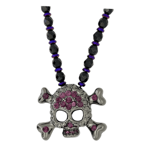 b.b. Simon Skull N Crossbones Bead Necklace – Purple/Amethyst - Dudes Boutique