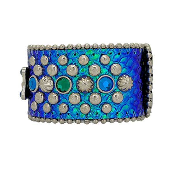 b.b. Simon Trojan Cuff Iridescent Blue Python Bracelet - Dudes Boutique