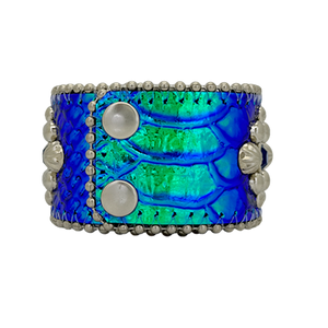 b.b. Simon Trojan Cuff Iridescent Blue Python Bracelet - Dudes Boutique