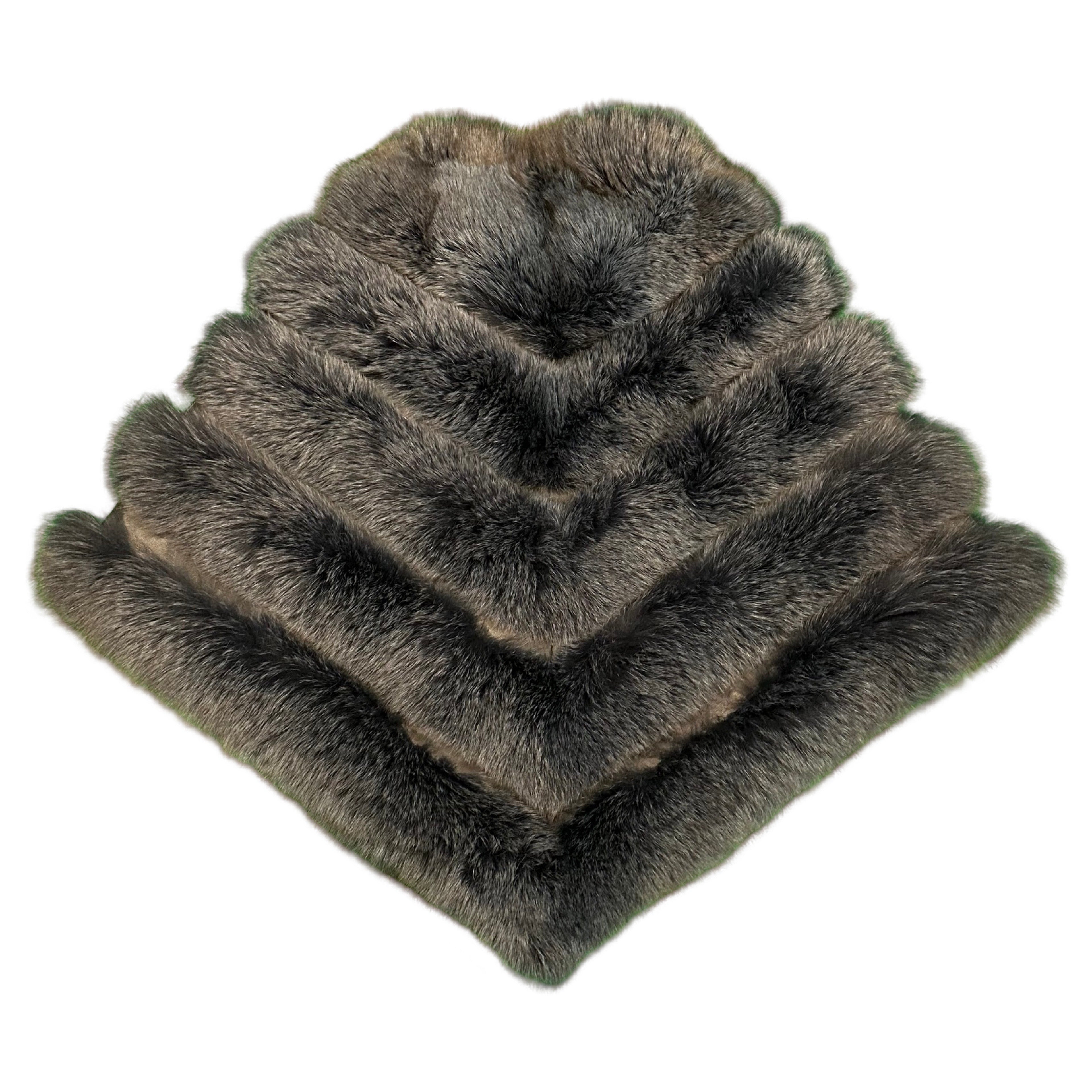 Kashani Women's Blue Fox Fur Poncho - Dudes Boutique