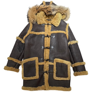 Kashani Men's Brown Shearling Toggle Coat - Dudes Boutique