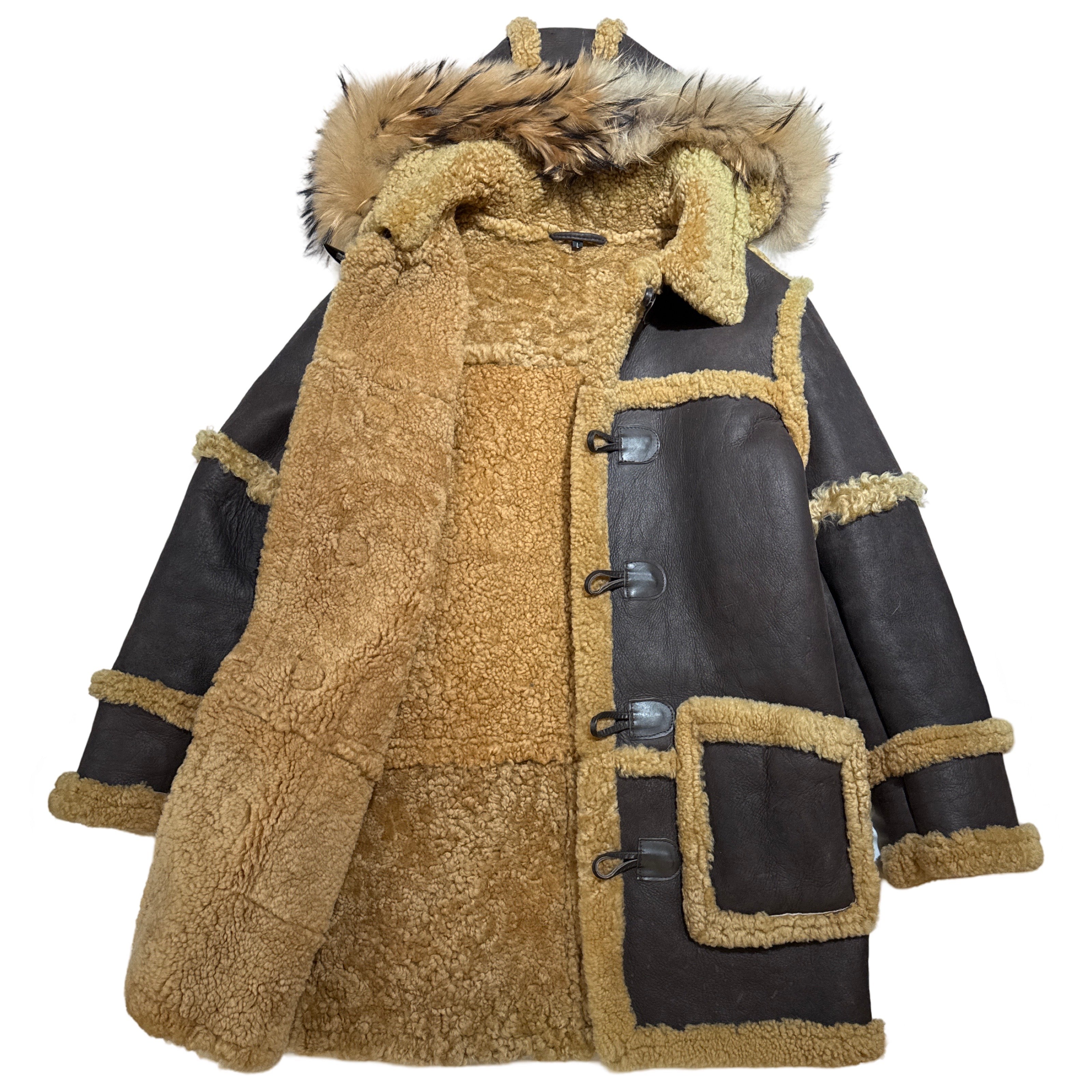 Kashani Men's Brown Shearling Toggle Coat - Dudes Boutique