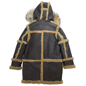 Kashani Men's Brown Shearling Toggle Coat - Dudes Boutique