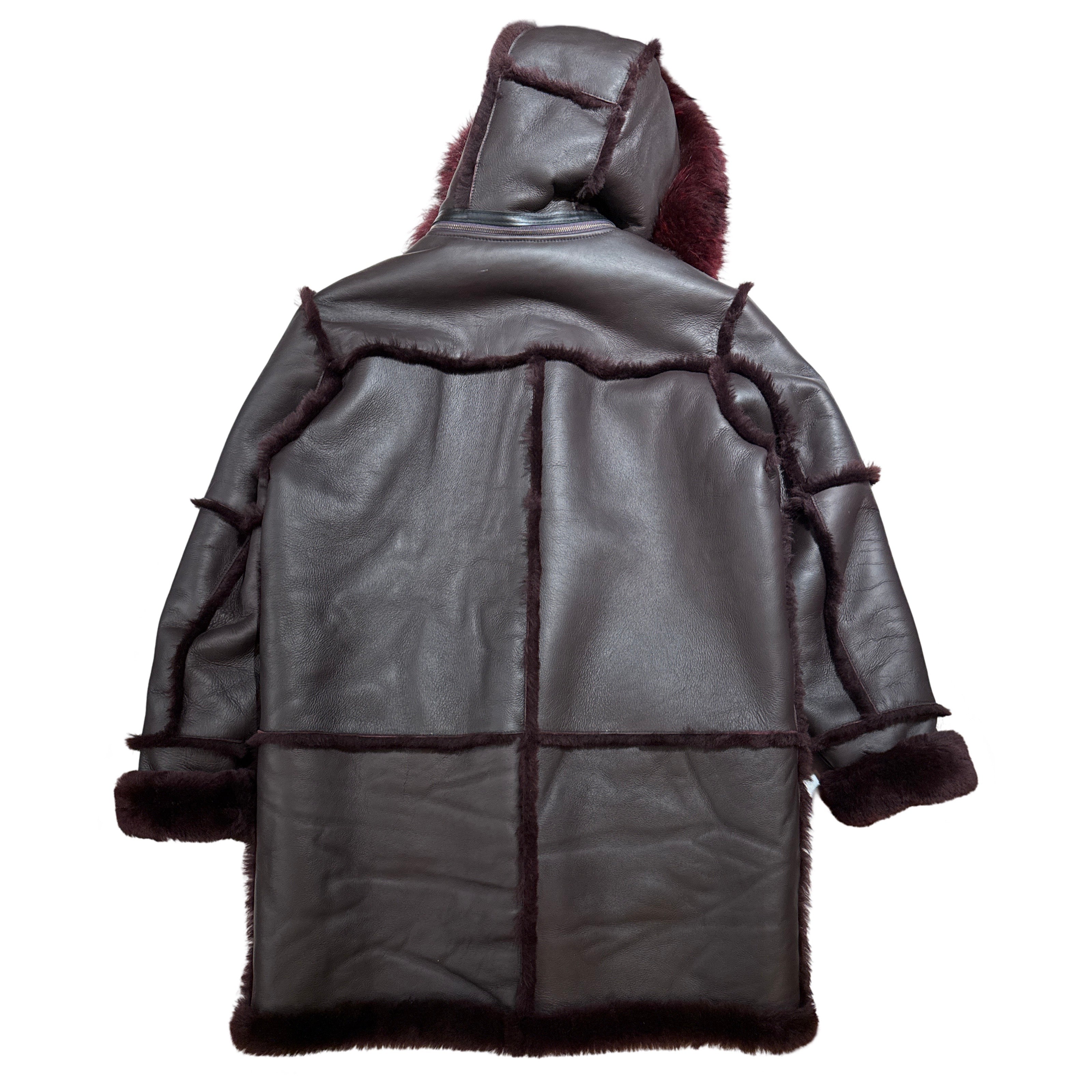 Kashani Men's Burgundy Shearling Toggle Coat - Dudes Boutique