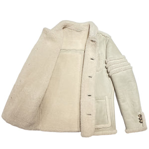 Kashani Men's White Outlined Shearling Coat - Dudes Boutique