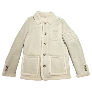 Kashani Men's White Outlined Shearling Coat - Dudes Boutique