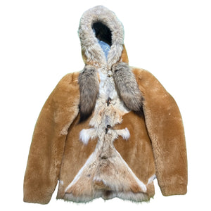 Kashani Natural Coyote Tail Hooded Mouton Shearling - Dudes Boutique